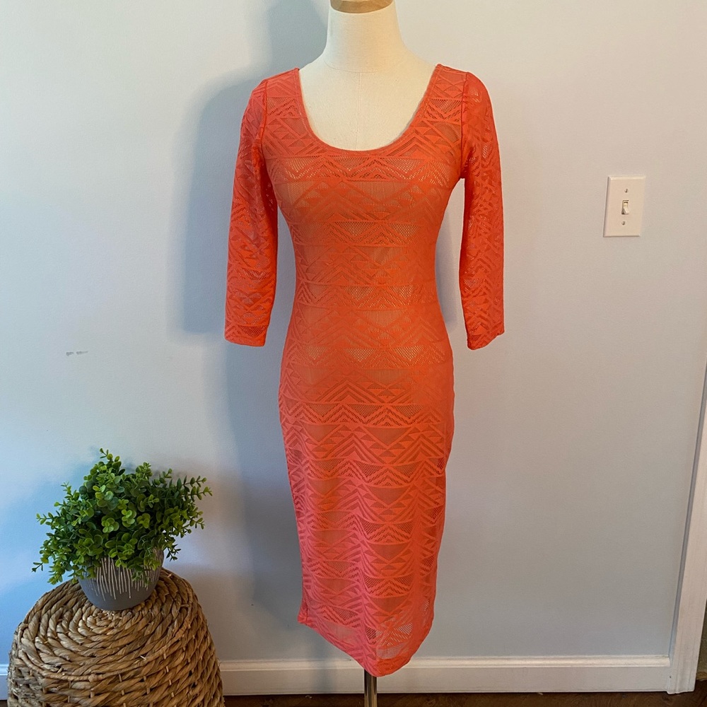 Beautiful coral midi dress